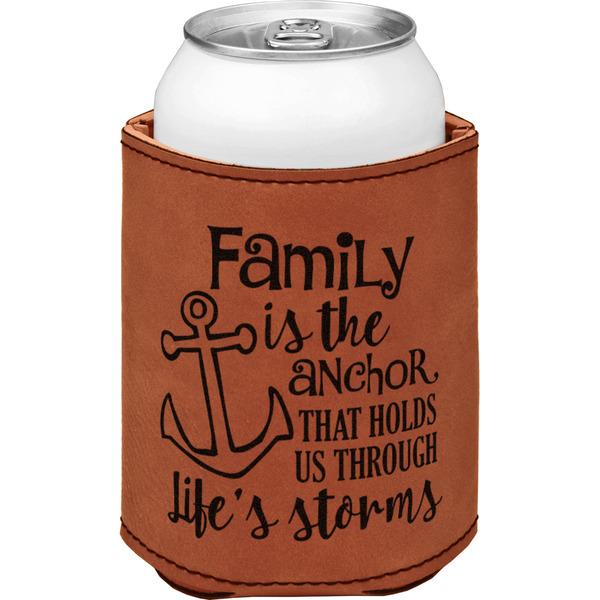 Family Quotes and Sayings Cognac Leatherette Can Sleeve - Single Front