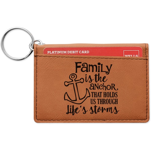 Custom Family Quotes and Sayings Leatherette Keychain ID Holder - Single Sided