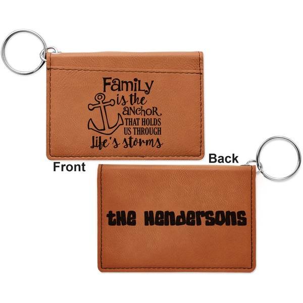 Family Quotes and Sayings Cognac Leatherette Keychain ID Holders - Front and Back Apvl
