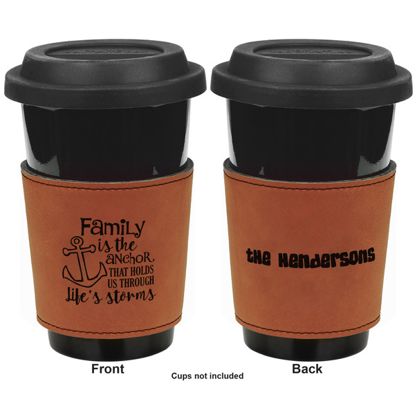 Family Quotes and Sayings Cognac Leatherette Mug Sleeve - Double Sided Apvl
