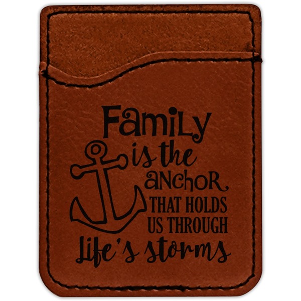 Family Quotes and Sayings Cognac Leatherette Phone Wallet close up