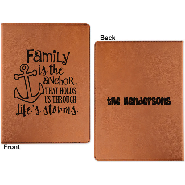 Family Quotes and Sayings Cognac Leatherette Portfolios with Notepad - Large - Double Sided - Apvl