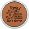 Family Quotes and Sayings Cognac Leatherette Round Coasters w/ Silver Edge - Single