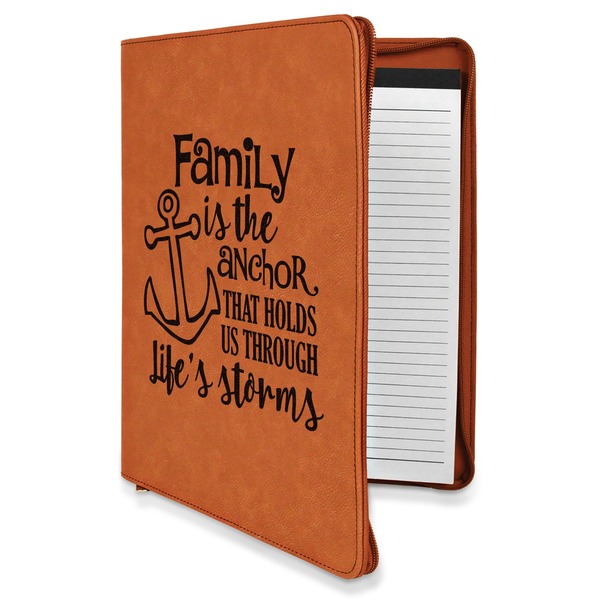 Custom Family Quotes and Sayings Leatherette Zipper Portfolio with Notepad - Double Sided (Personalized)