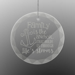 Family Quotes and Sayings Engraved Glass Ornament - Round
