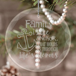 Family Quotes and Sayings Engraved Glass Ornament