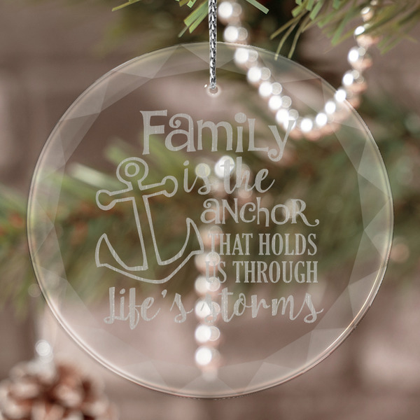 Custom Family Quotes and Sayings Engraved Glass Ornament