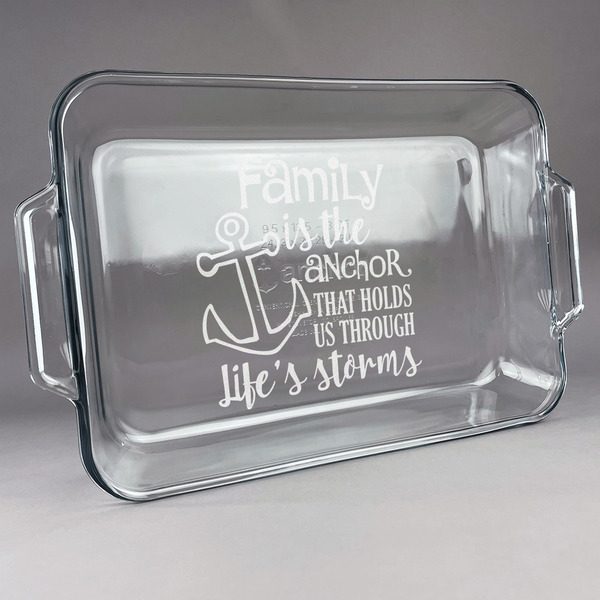 Custom Family Quotes and Sayings Glass Baking Dish with Truefit Lid - 13in x 9in