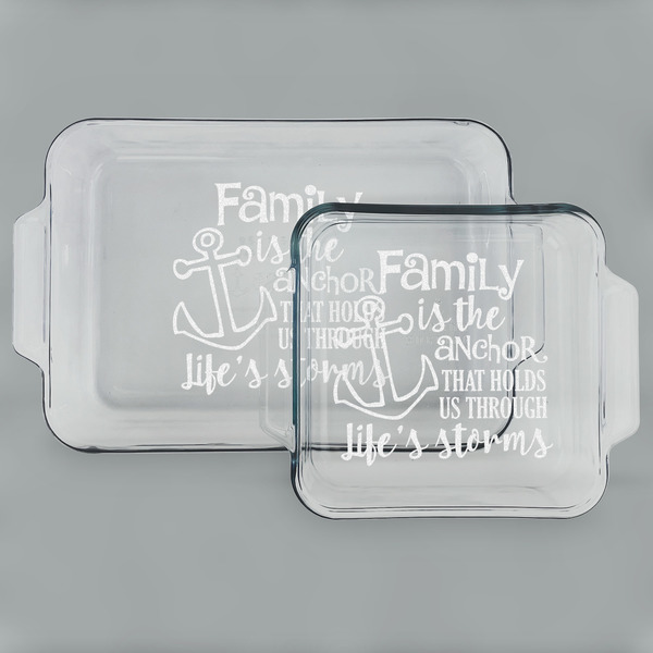 Custom Family Quotes and Sayings Set of Glass Baking & Cake Dish - 13in x 9in & 8in x 8in