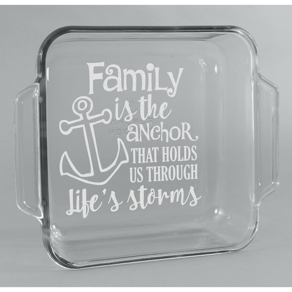 Custom Family Quotes and Sayings Glass Cake Dish - 8in x 8in