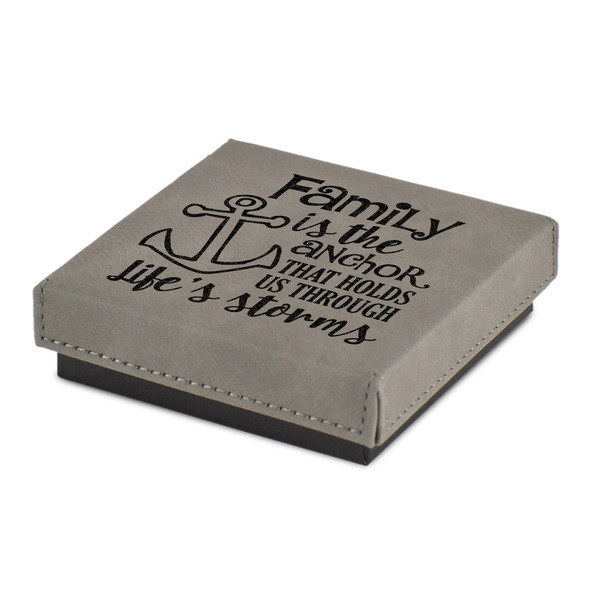 Custom Family Quotes and Sayings Jewelry Gift Box - Engraved Leather Lid