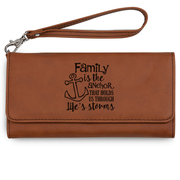 Custom Family Quotes and Sayings Ladies Leatherette Wallet - Laser Engraved - Rawhide