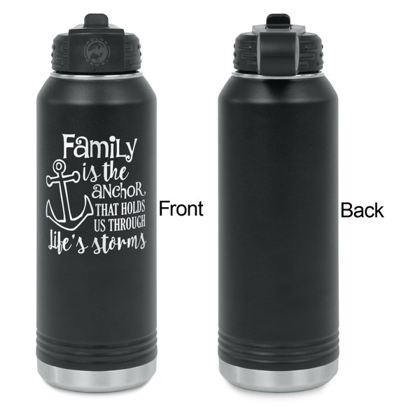 Family Quotes and Sayings Laser Engraved Water Bottles - Front Engraving - Front & Back View