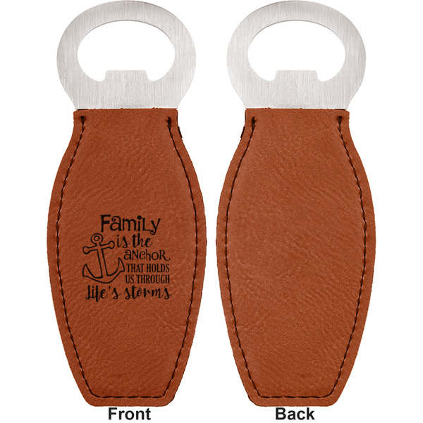 Family Quotes and Sayings Leather Bar Bottle Opener - Front and Back (single sided)