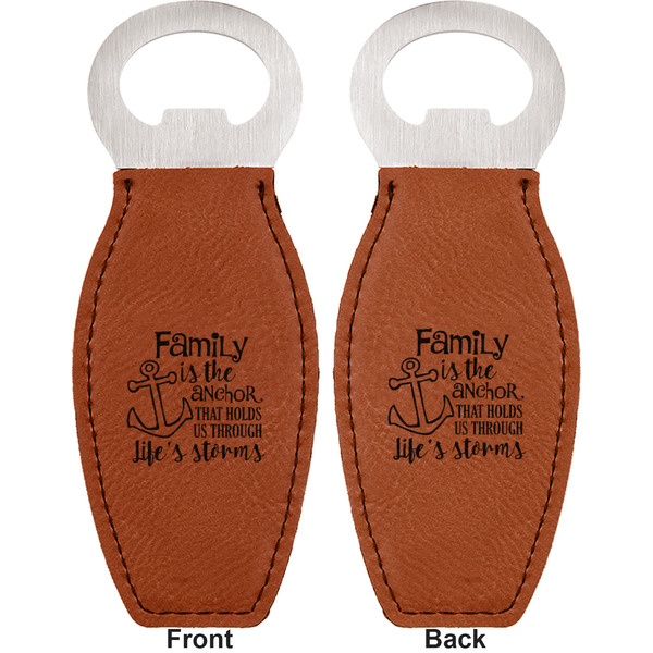 Family Quotes and Sayings Leather Bar Bottle Opener - Front and Back