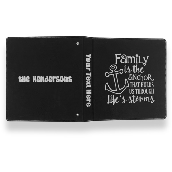 Family Quotes and Sayings Leather Binder - 1" - Black- Back Spine Front View