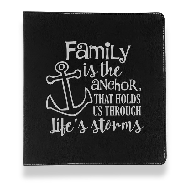 Family Quotes and Sayings Leather Binder - 1" - Black - Front View
