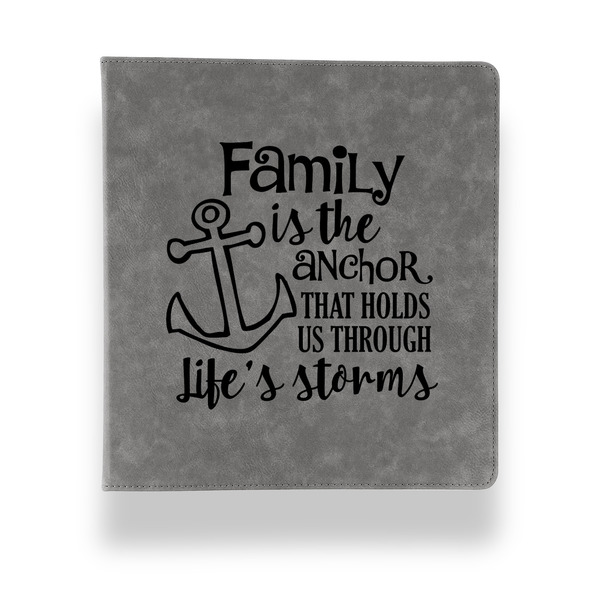 Custom Family Quotes and Sayings Leather Binder - 1" - Grey