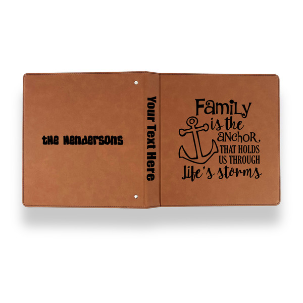 Family Quotes and Sayings Leather Binder - 1" - Rawhide - Back Spine Front View