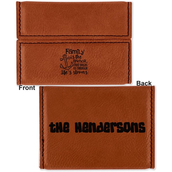 Family Quotes and Sayings Leather Business Card Holder - Front Back