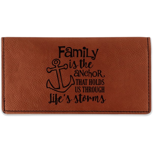 Custom Family Quotes and Sayings Leatherette Checkbook Holder - Single Sided