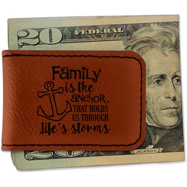 Custom Family Quotes and Sayings Leatherette Magnetic Money Clip - Single Sided