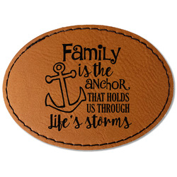 Family Quotes and Sayings Faux Leather Iron On Patch - Oval