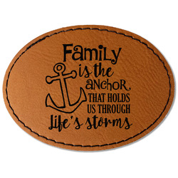 Family Quotes and Sayings Faux Leather Iron On Patch - Oval