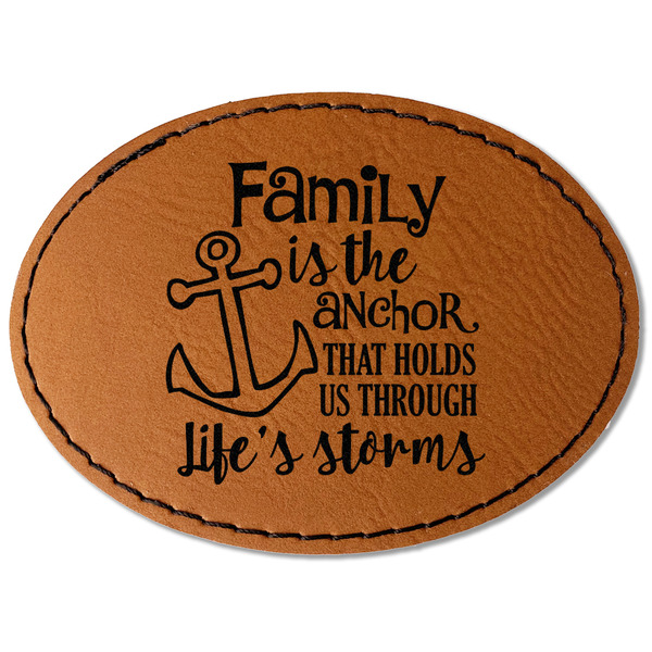 Custom Family Quotes and Sayings Faux Leather Iron On Patch - Oval