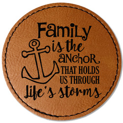 Family Quotes and Sayings Faux Leather Iron On Patch - Round