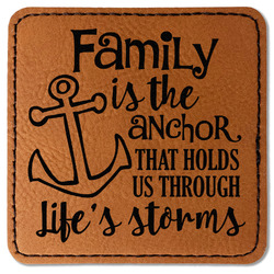 Family Quotes and Sayings Faux Leather Iron On Patch - Square