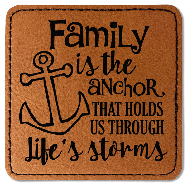 Custom Family Quotes and Sayings Faux Leather Iron On Patch - Square