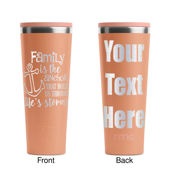 Family Quotes and Sayings Peach RTIC Everyday Tumbler - 28 oz. - Front and Back