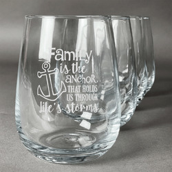 Family Quotes and Sayings Stemless Wine Glasses (Set of 4)