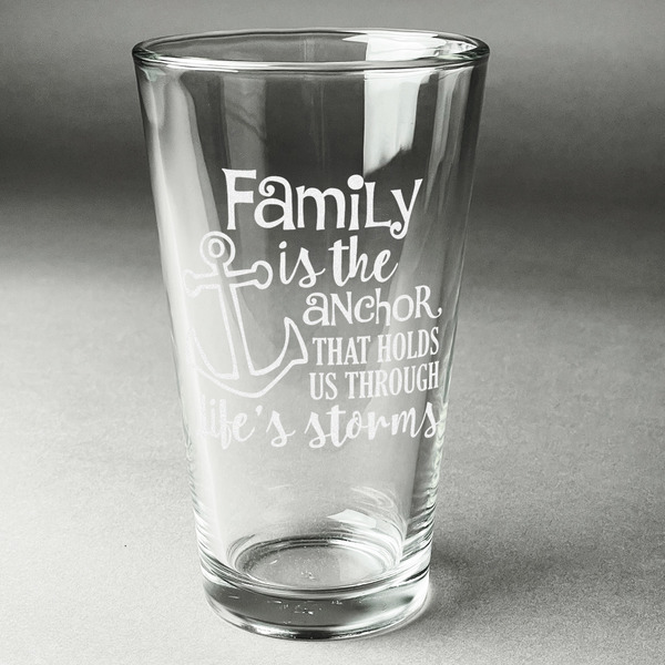 Custom Family Quotes and Sayings Pint Glass - Engraved (Single)