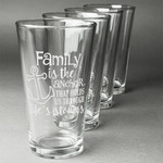 Family Quotes and Sayings Pint Glasses - Engraved (Set of 4)