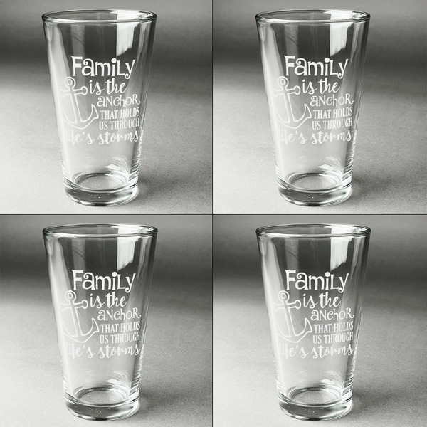 Family Quotes and Sayings Set of Four Engraved Beer Glasses - Individual View