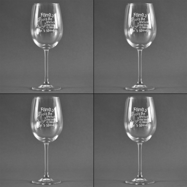 Family Quotes and Sayings Set of Four Personalized Wineglasses (Approval)