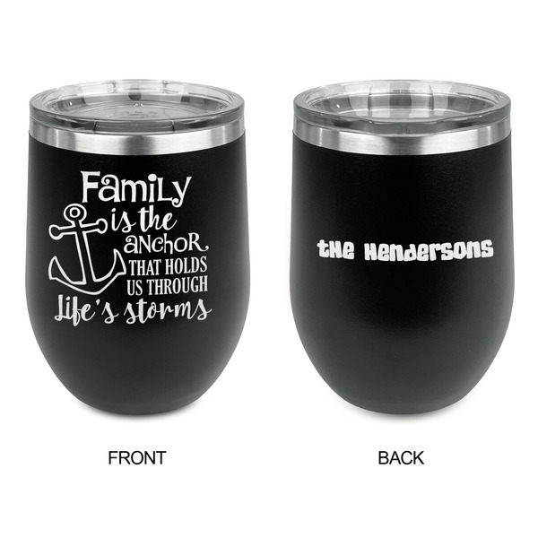 Family Quotes and Sayings Stainless Wine Tumblers - Black - Double Sided - Approval