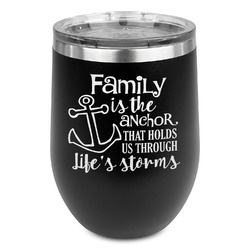 Family Quotes and Sayings Stemless Stainless Steel Wine Tumbler - Black - Double Sided