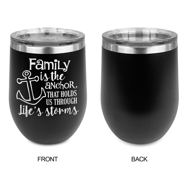 Family Quotes and Sayings Stainless Wine Tumblers - Black - Single Sided - Approval