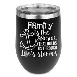 Family Quotes and Sayings Stemless Stainless Steel Wine Tumbler - Black - Single Sided
