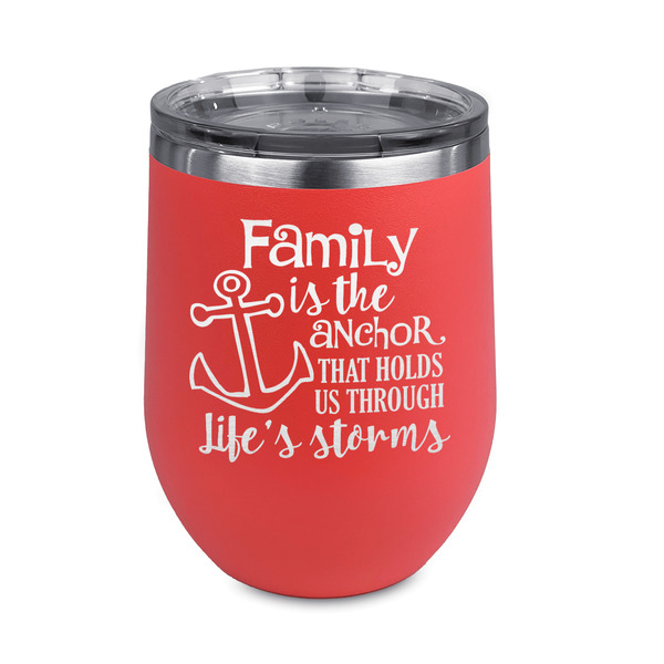 Custom Family Quotes and Sayings Stemless Stainless Steel Wine Tumbler - Coral - Double Sided