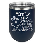 Family Quotes and Sayings Stemless Stainless Steel Wine Tumbler - Navy - Single Sided
