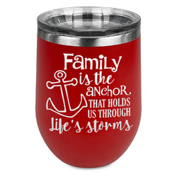 Family Quotes and Sayings Stemless Stainless Steel Wine Tumbler - Red - Double Sided