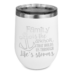 Family Quotes and Sayings Stemless Stainless Steel Wine Tumbler - White - Single Sided
