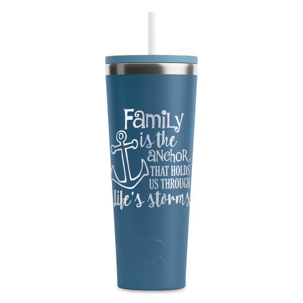 Custom Family Quotes and Sayings RTIC Everyday Tumbler with Straw - 28oz - Steel Blue - Single-Sided