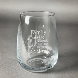 Family Quotes and Sayings Stemless Wine Glass (Single)