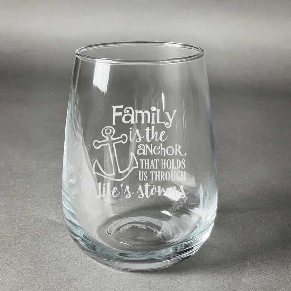 Custom Family Quotes and Sayings Stemless Wine Glass - Engraved
