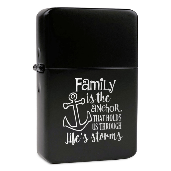 Custom Family Quotes and Sayings Windproof Lighter - Black - Single Sided & Lid Engraved